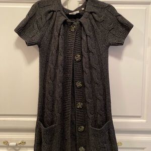 Vince Wool Alpaca Short Sleeve Pocket Sweater Dress Charcoal Women’s Size Small